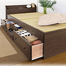 日本製棚コンセント付畳チェストベッド