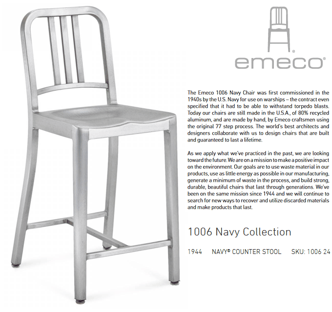 NAVY Chair　E1006-24　emeco　エメコ　ネイビーカウンタースツール