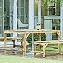 ガーデンテーブルセット3点　マイアミテーブル/マイアミベンチ×2