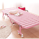かわいいピンクの折り畳みベッド　抗菌樹脂すのこ　ネオ・クリーン　ピンク