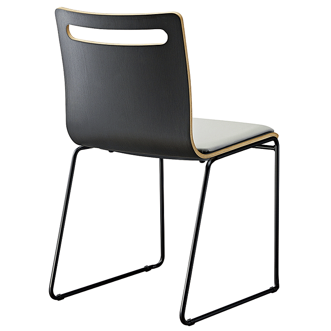 スチール椅子 サーフ ブラック レザー