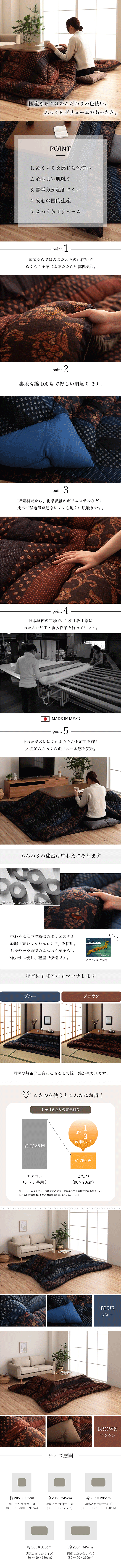 こたつ布団 万葉 商品説明